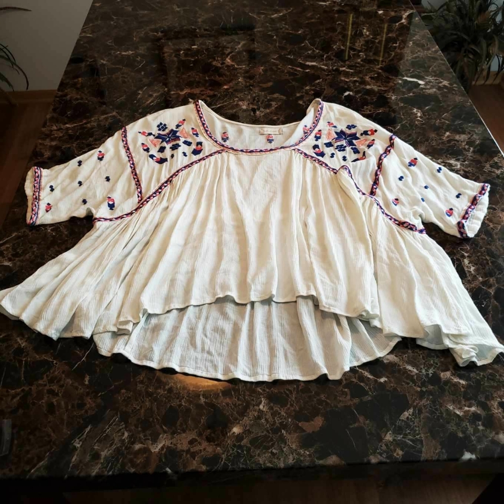 Altar'd State | Cream Boho Embroidered Top